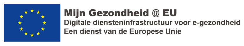 Logo van Mijn Gezondheid @ EU. Digitale diensteninfrastructuur voor e-gezondheid. Een dienst van de Europese Unie.